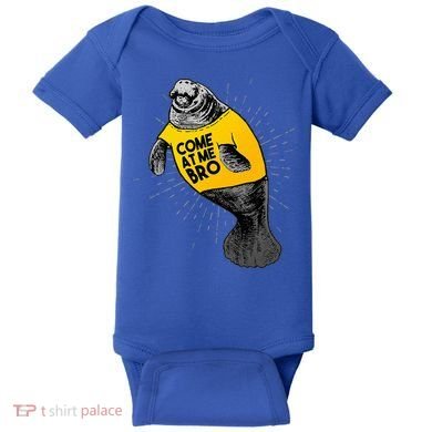 Come At Me Bro Manatee With Yellow Top Baby Bodysuit