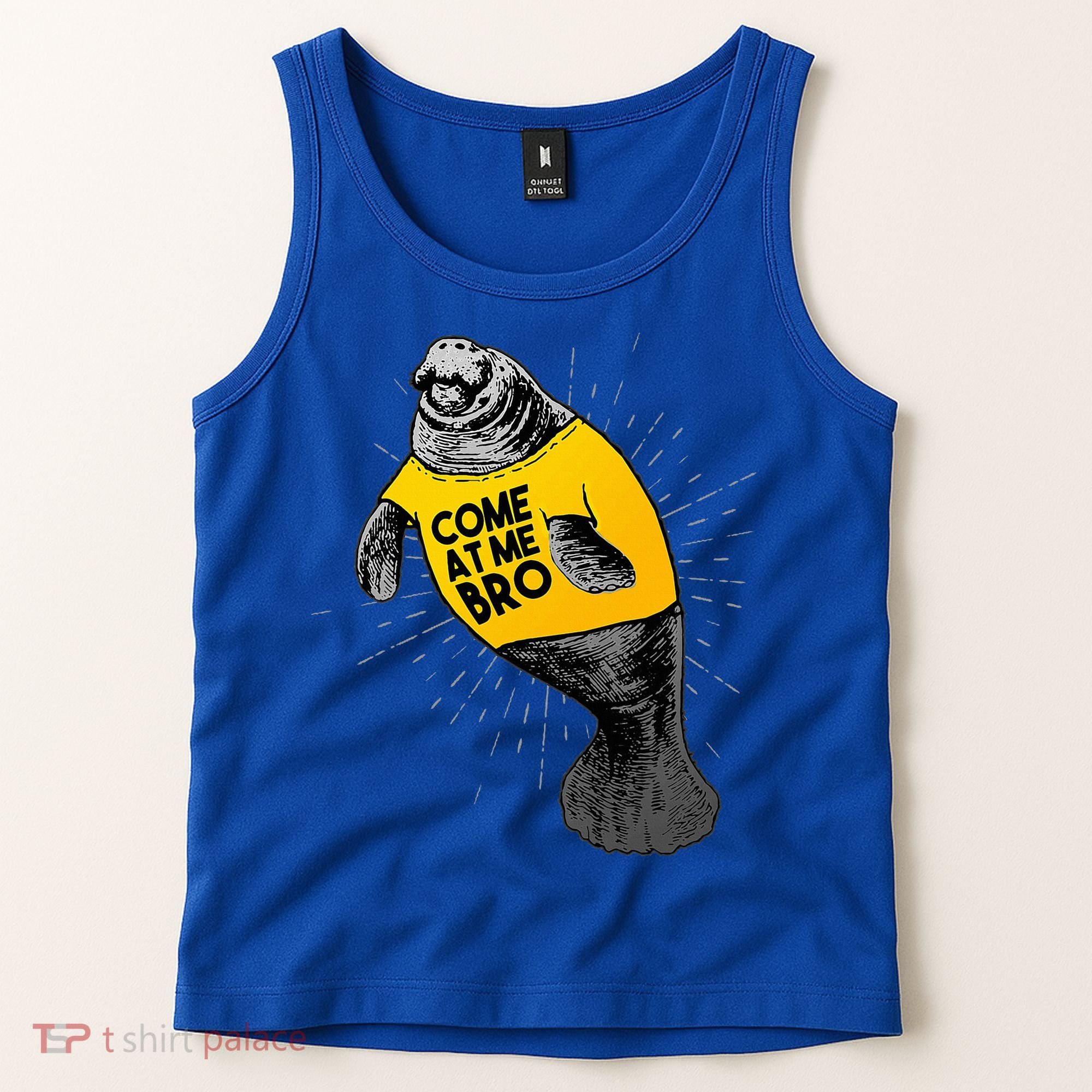 Come At Me Bro Manatee With Yellow Top Tank Top