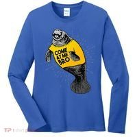 Come At Me Bro Manatee With Yellow Top Women's Long Sleeve Shirt thumb 0