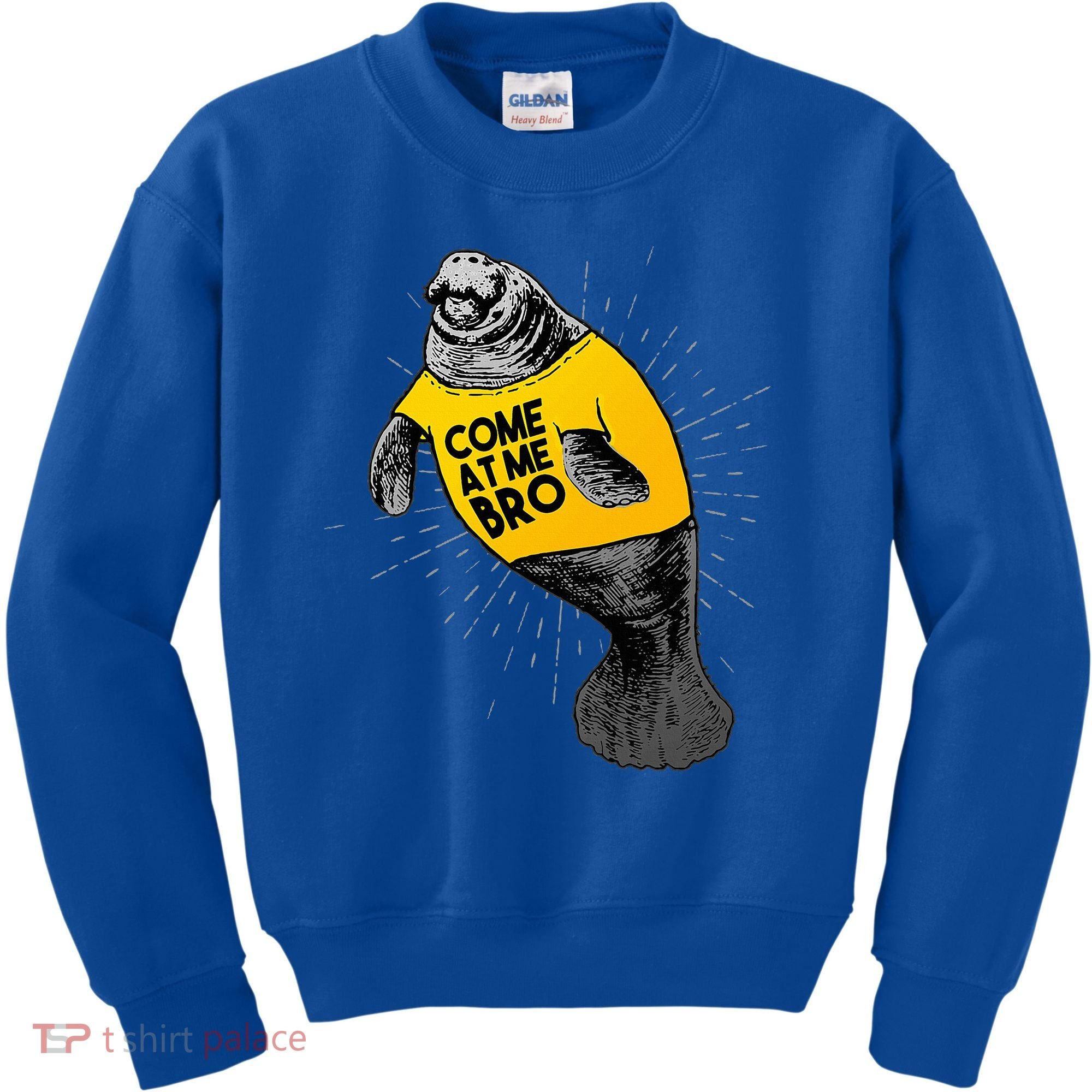 Come At Me Bro Manatee With Yellow Top Kids Sweatshirt