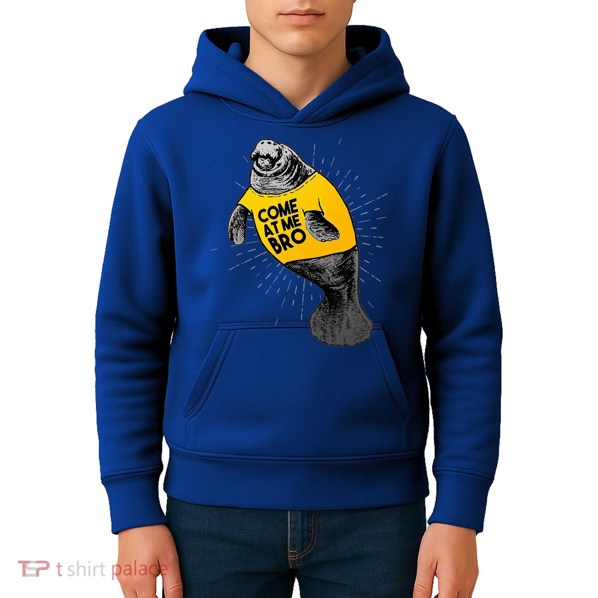 Come At Me Bro Manatee With Yellow Top Kids Hoodie