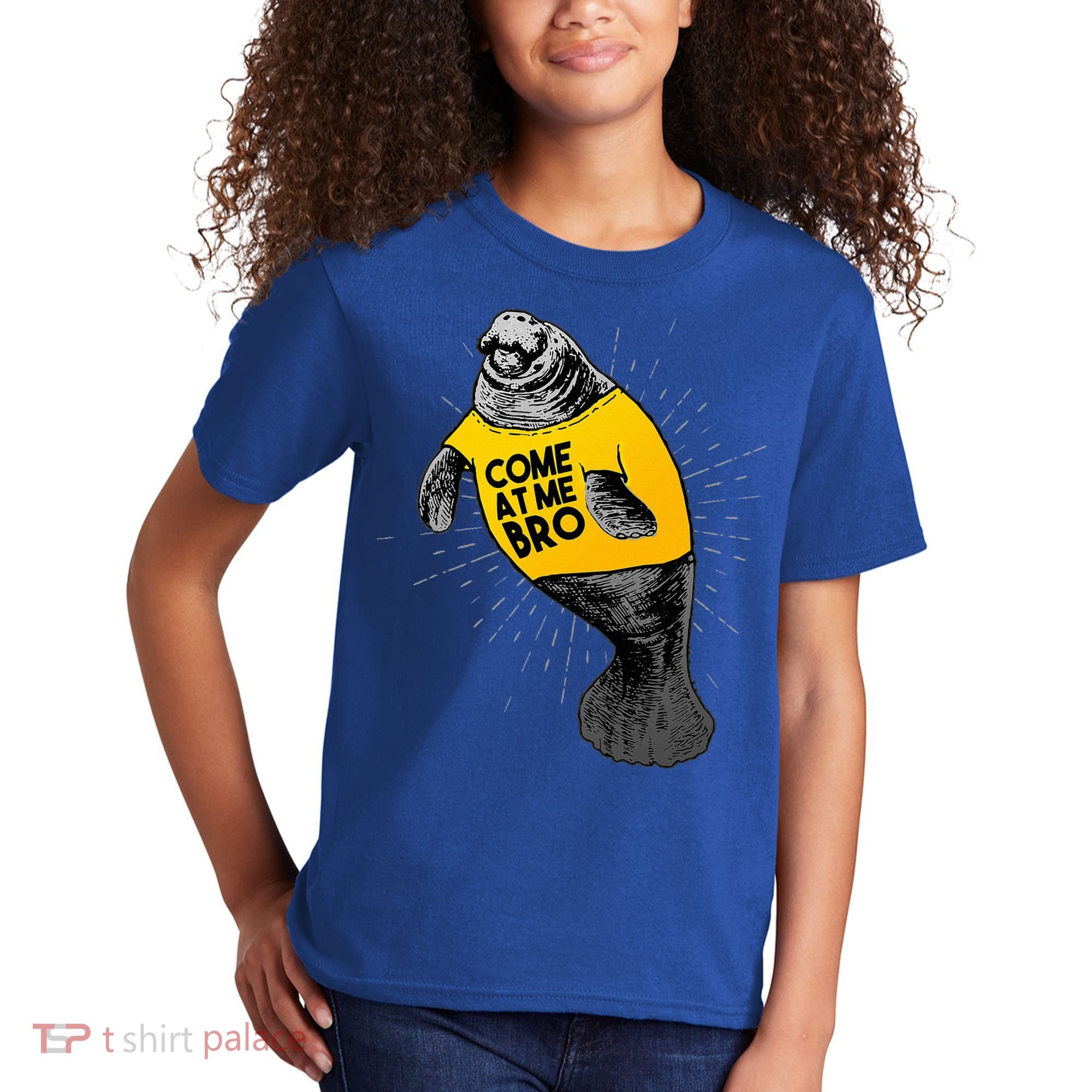 Come At Me Bro Manatee With Yellow Top Kids T-Shirt