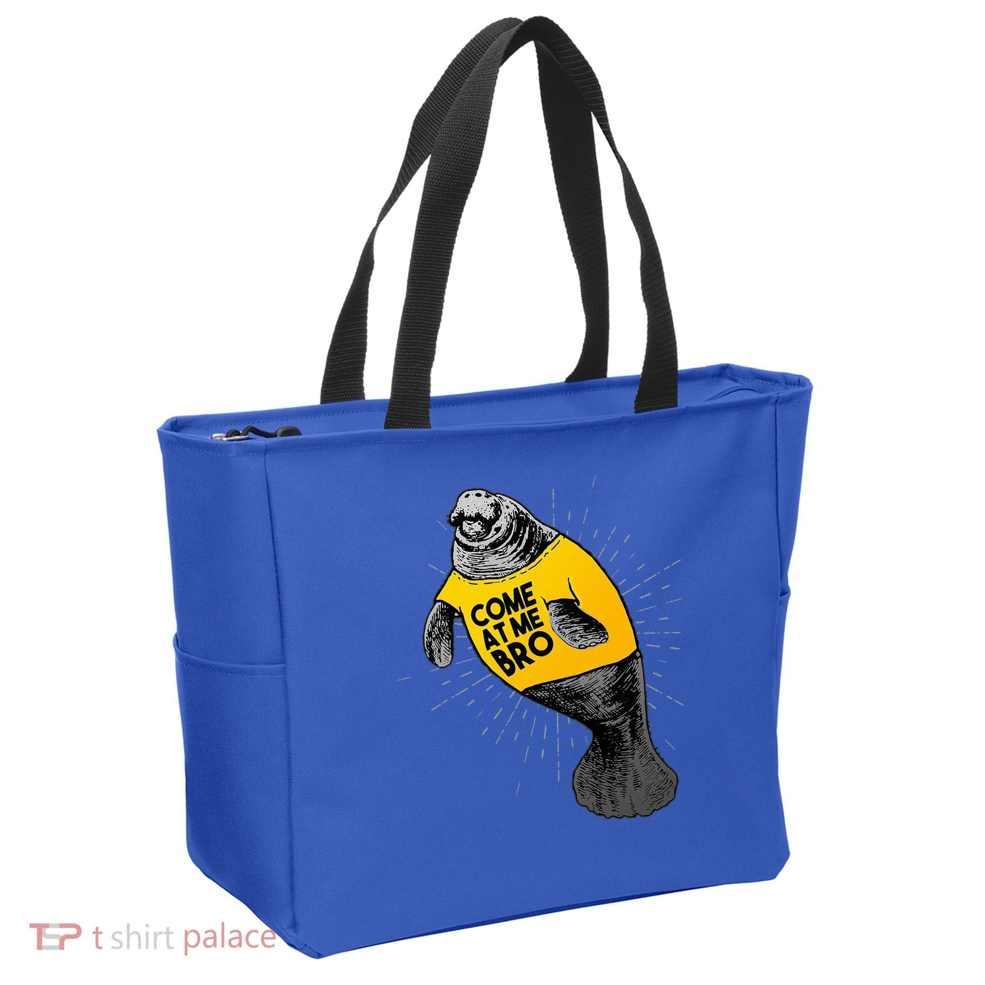 Come At Me Bro Manatee With Yellow Top Tote Bag