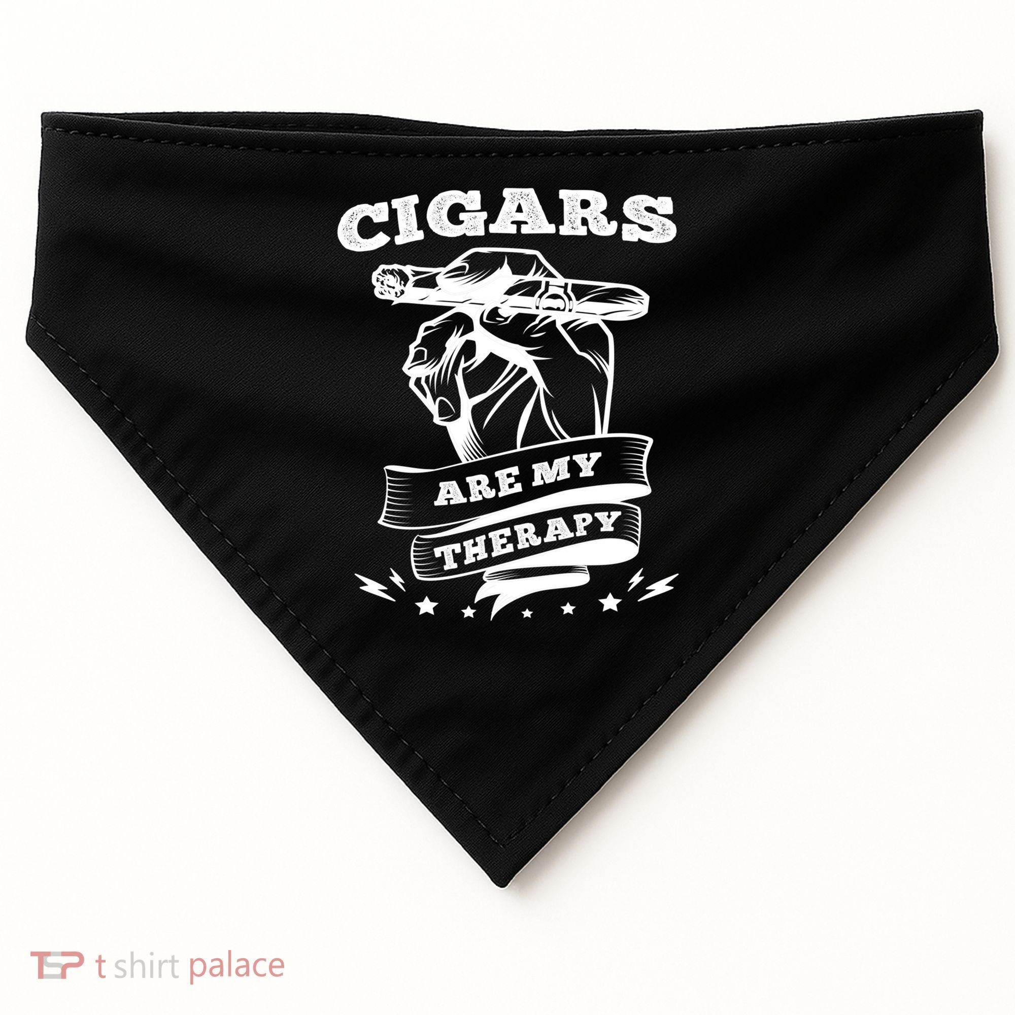 Cigars Are My Therapy Cigars Smoker Smiking Cigar Gift USA-Made Doggie Bandana