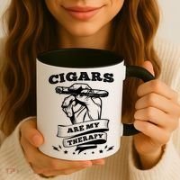 Cigars Are My Therapy Cigars Smoker Smiking Cigar Gift Coffee Mug thumb 3