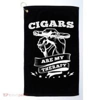 Cigars Are My Therapy Cigars Smoker Smiking Cigar Gift Golf Towel thumb 0