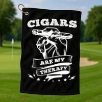 Cigars Are My Therapy Cigars Smoker Smiking Cigar Gift Golf Towel thumb 1