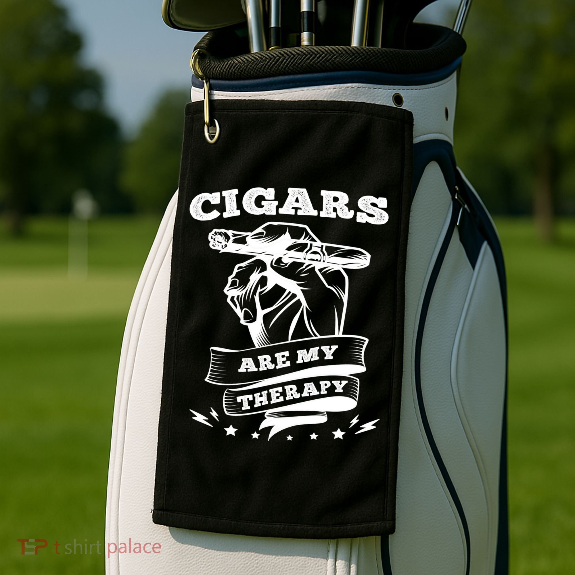 Cigars Are My Therapy Cigars Smoker Smiking Cigar Gift Golf Towel