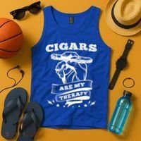 Cigars Are My Therapy Cigars Smoker Smiking Cigar Gift Tank Top thumb 4