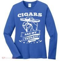 Cigars Are My Therapy Cigars Smoker Smiking Cigar Gift Women's Long Sleeve Shirt thumb 0