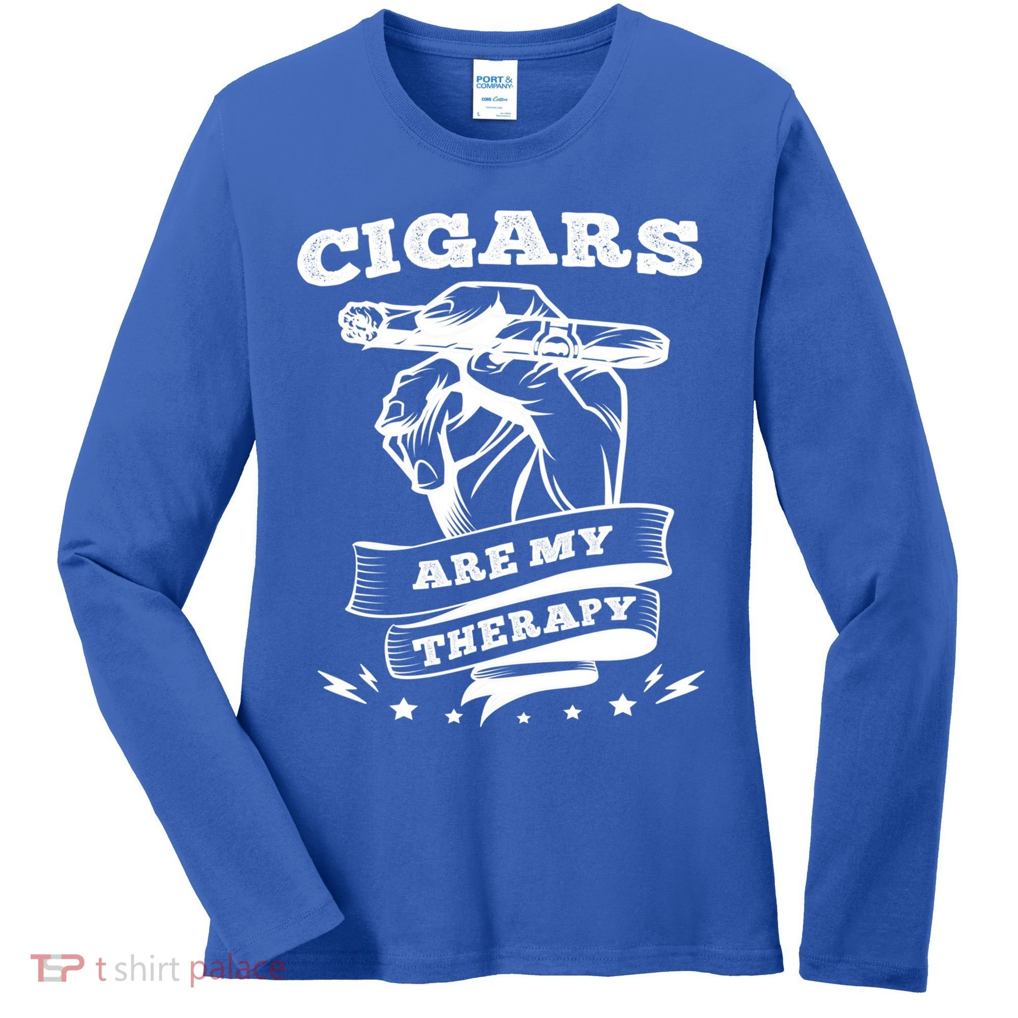 Cigars Are My Therapy Cigars Smoker Smiking Cigar Gift Women's Long Sleeve Shirt