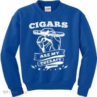 Cigars Are My Therapy Cigars Smoker Smiking Cigar Gift Kids Sweatshirt thumb 0