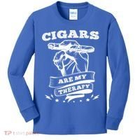 Cigars Are My Therapy Cigars Smoker Smiking Cigar Gift Kids Long Sleeve Shirt thumb 0