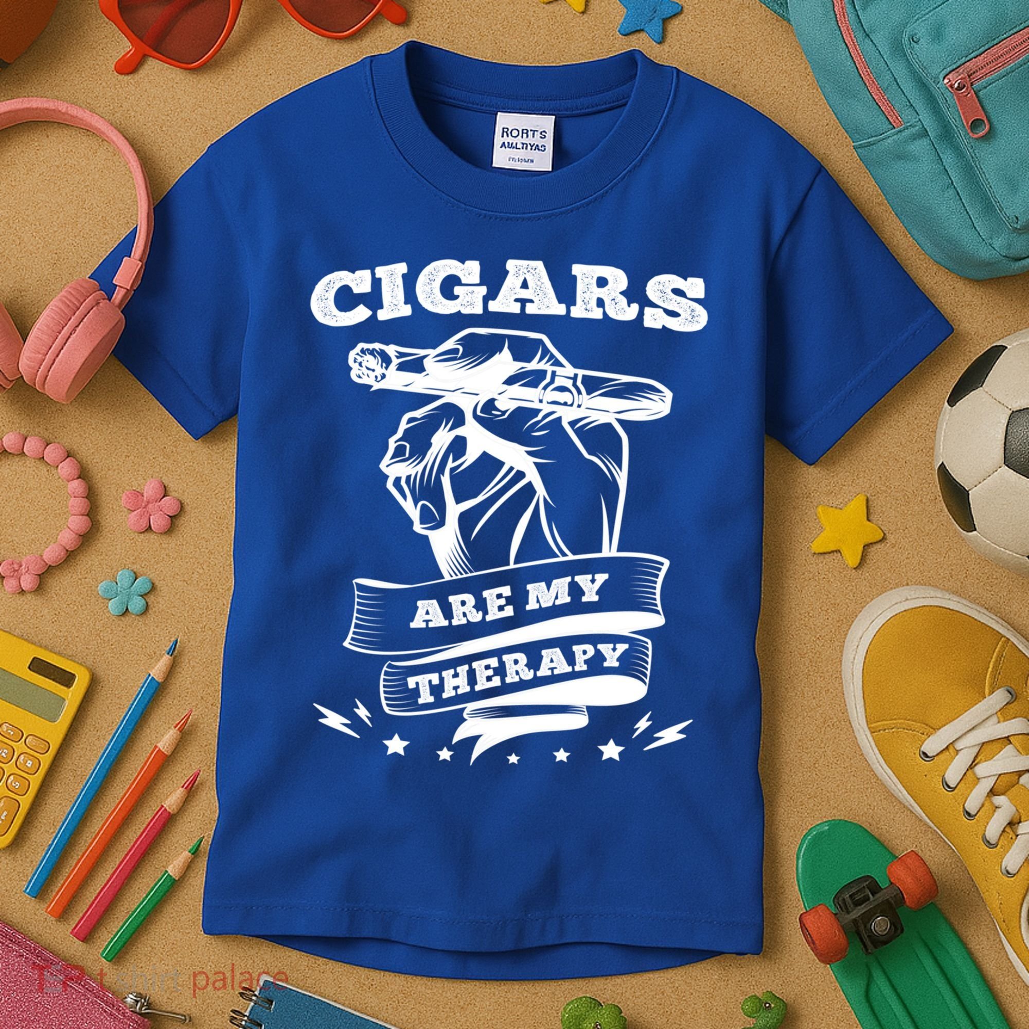 Cigars Are My Therapy Cigars Smoker Smiking Cigar Gift Kids T-Shirt