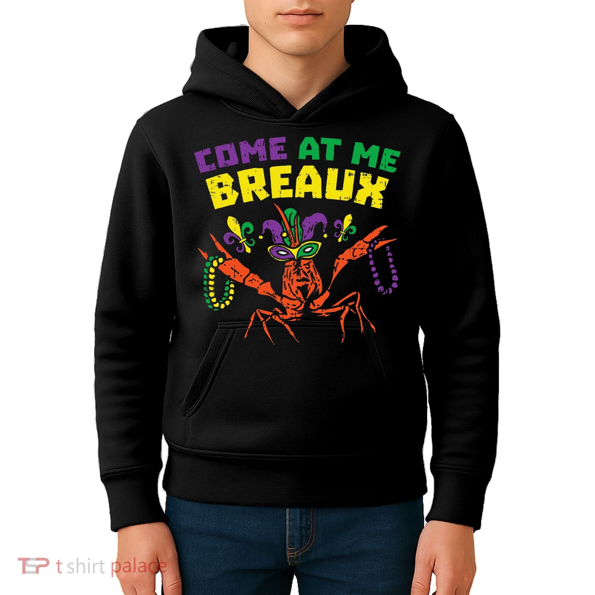 Come At Me Breaux Crawfish Beads Funny Mardi Gras Carnival (1) Kids Hoodie