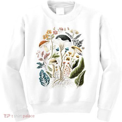 Cottagecore Aesthetic Mushrooms And Plants Kids Sweatshirt