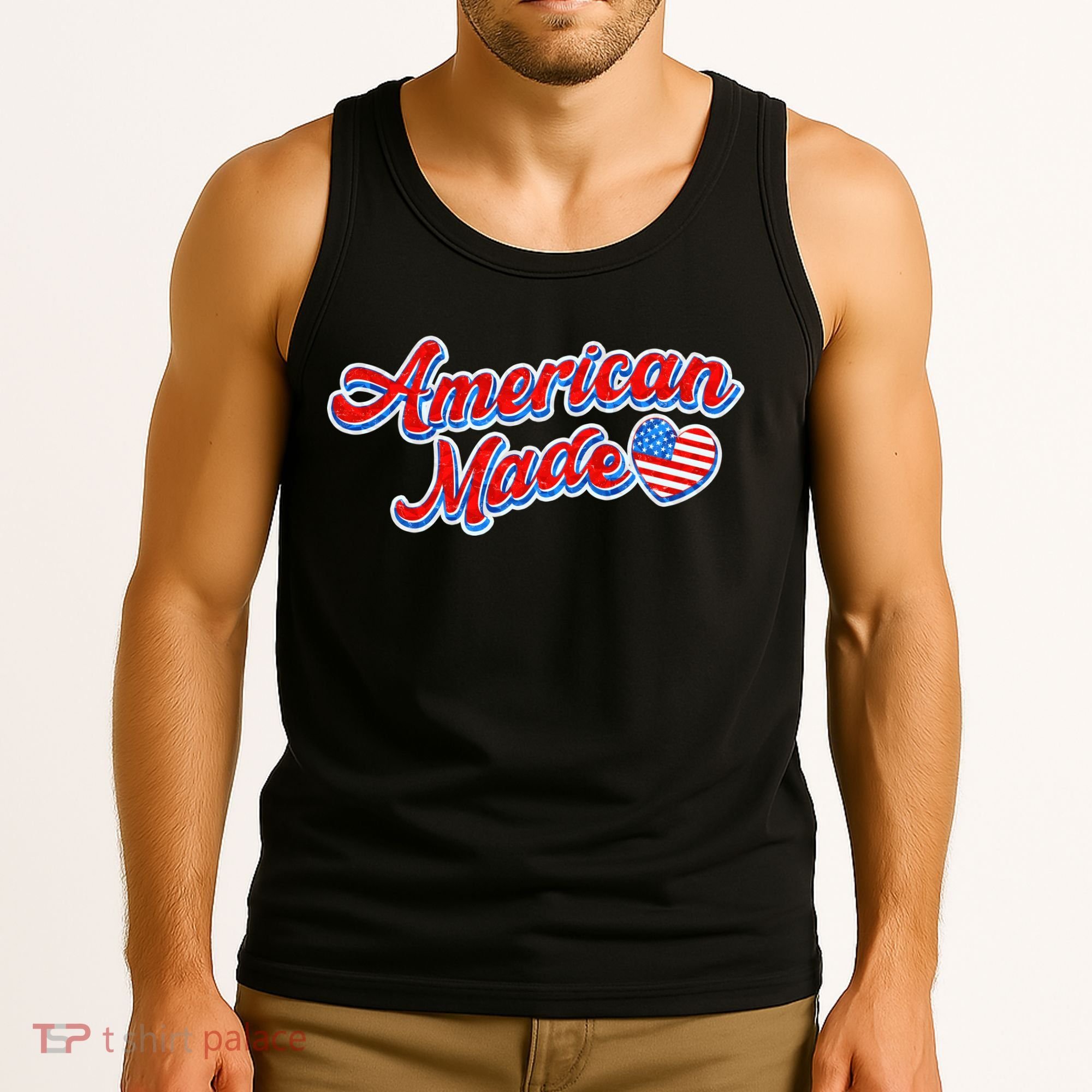 Cute American Made American USA Flag Heart Tank Top