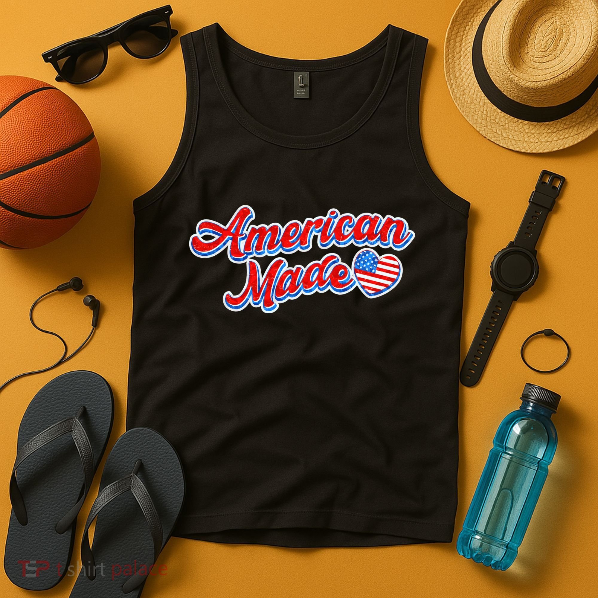 Cute American Made American USA Flag Heart Tank Top