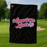 Cute American Made American USA Flag Heart Golf Towel thumb 1