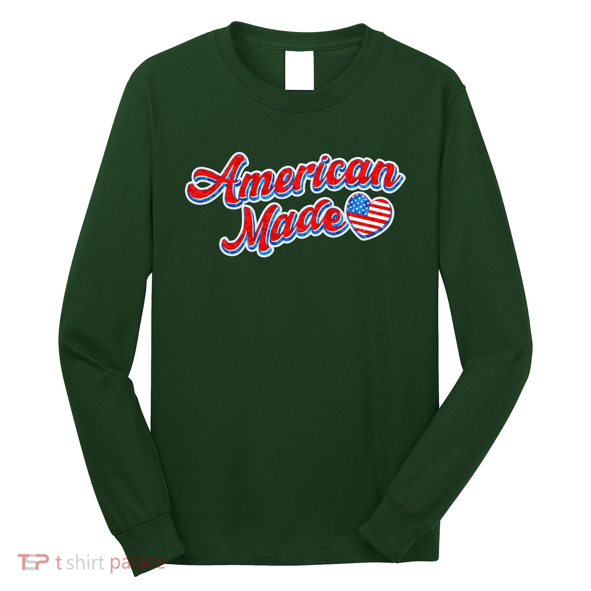 Cute American Made American USA Flag Heart Long Sleeve Shirt