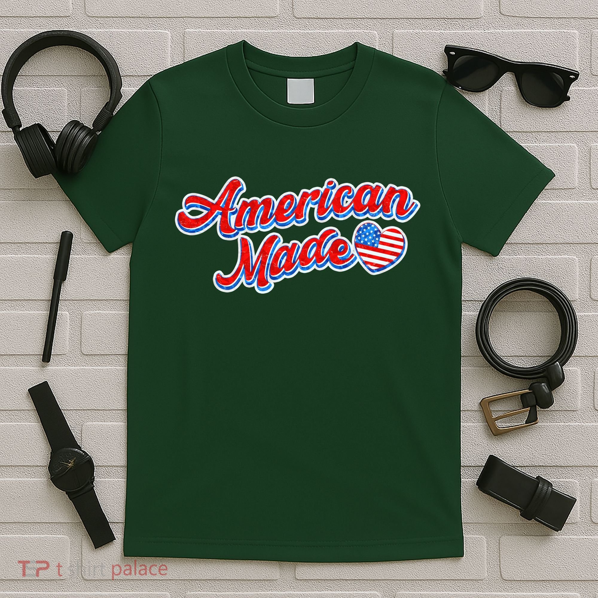 Cute American Made American USA Flag Heart T-Shirt