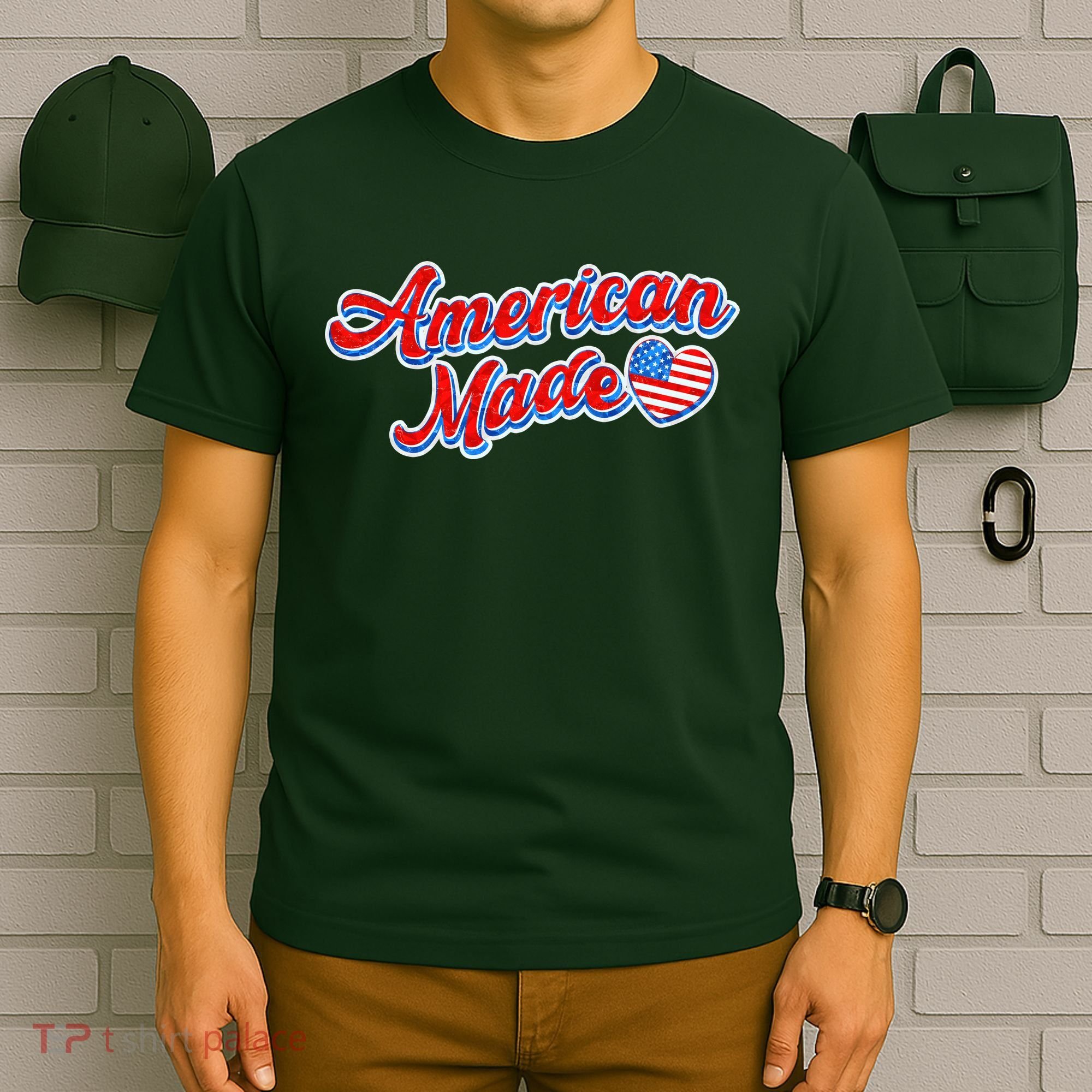 Cute American Made American USA Flag Heart T-Shirt