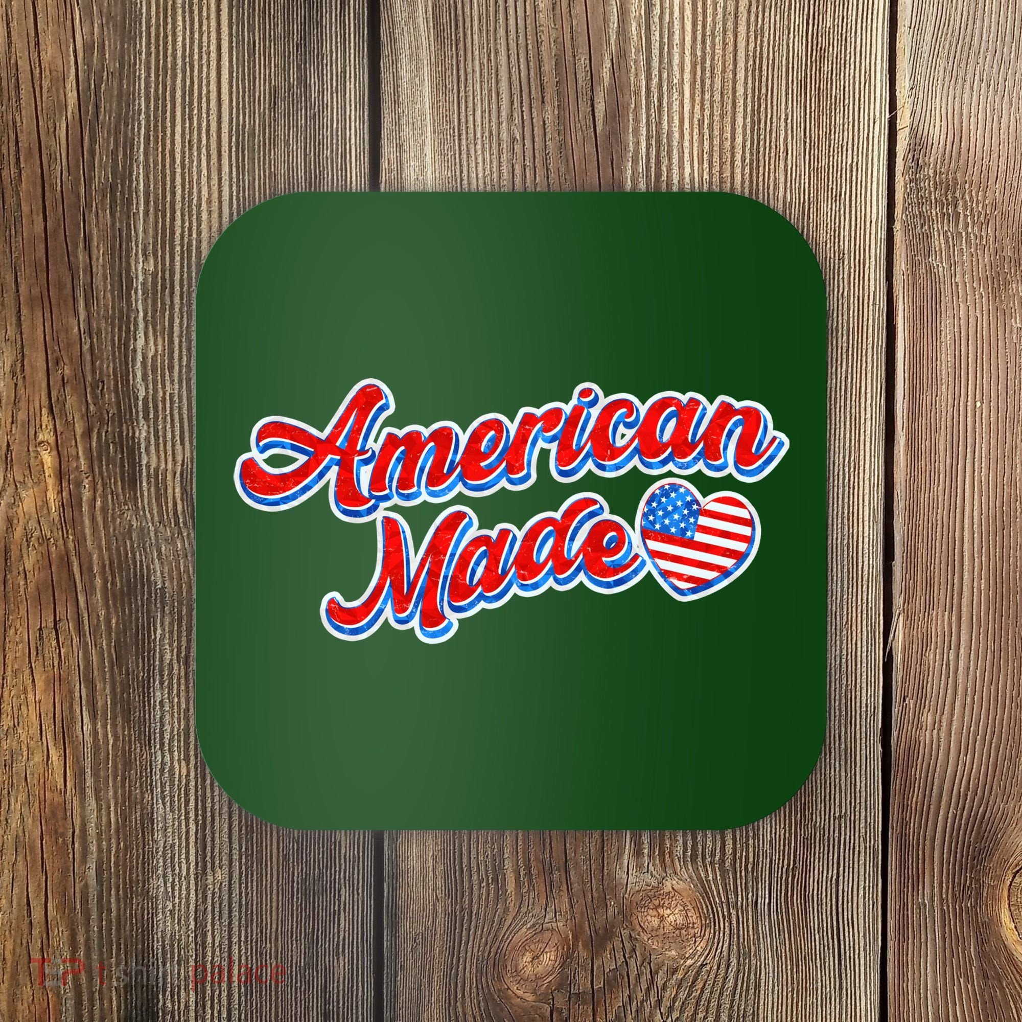 Cute American Made American USA Flag Heart Coaster
