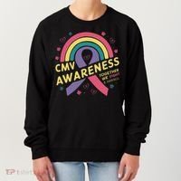 Cmv Awareness Month Ribbon Cmv Awareness Month Rainbow 2024 Gift Women's Sweatshirt thumb 0