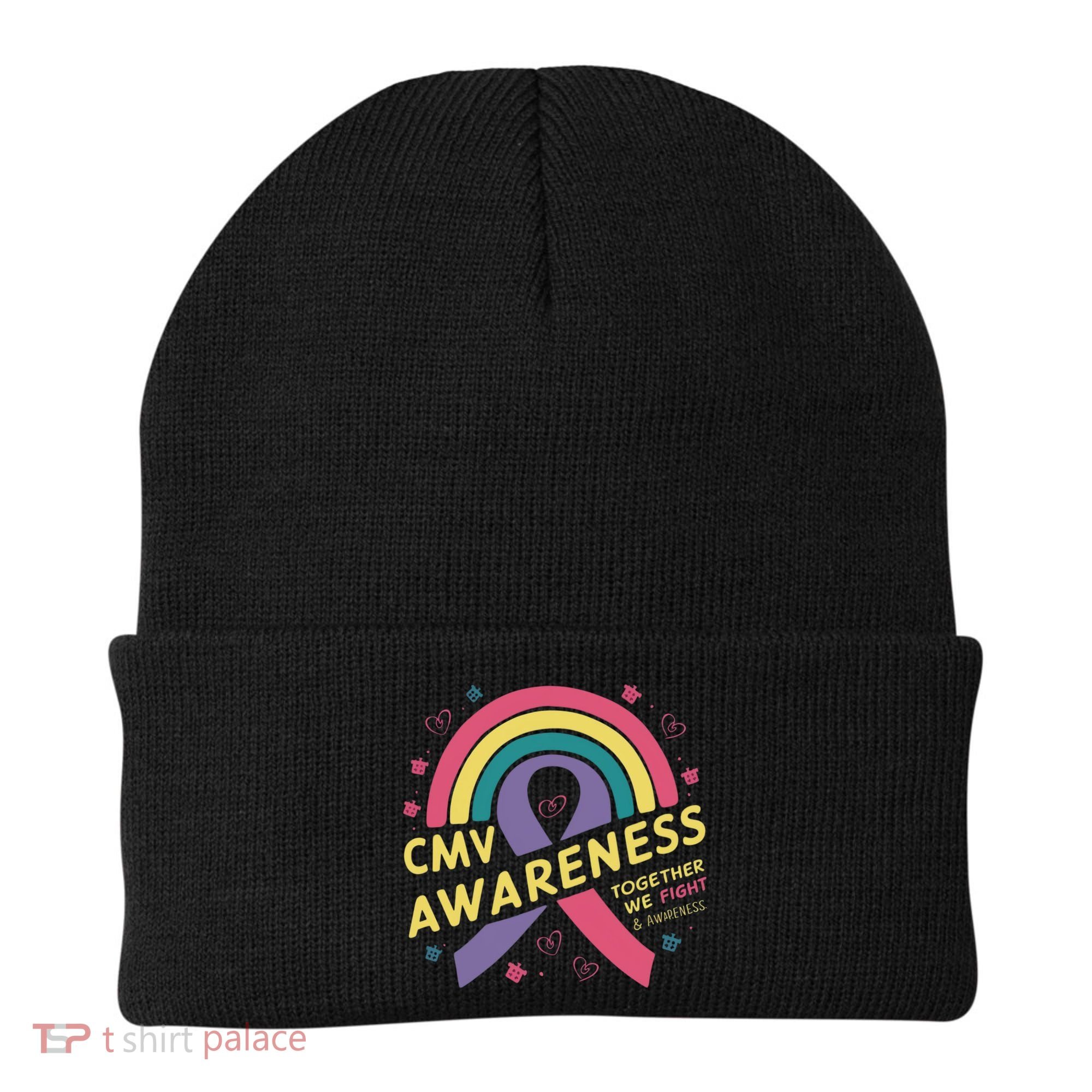 Cmv Awareness Month Ribbon Cmv Awareness Month Rainbow 2024 Gift Beanie