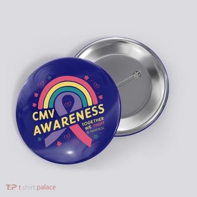 Cmv Awareness Month Ribbon Cmv Awareness Month Rainbow 2024 Gift Button