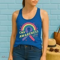 Cmv Awareness Month Ribbon Cmv Awareness Month Rainbow 2024 Gift Women's Tank Top thumb 2