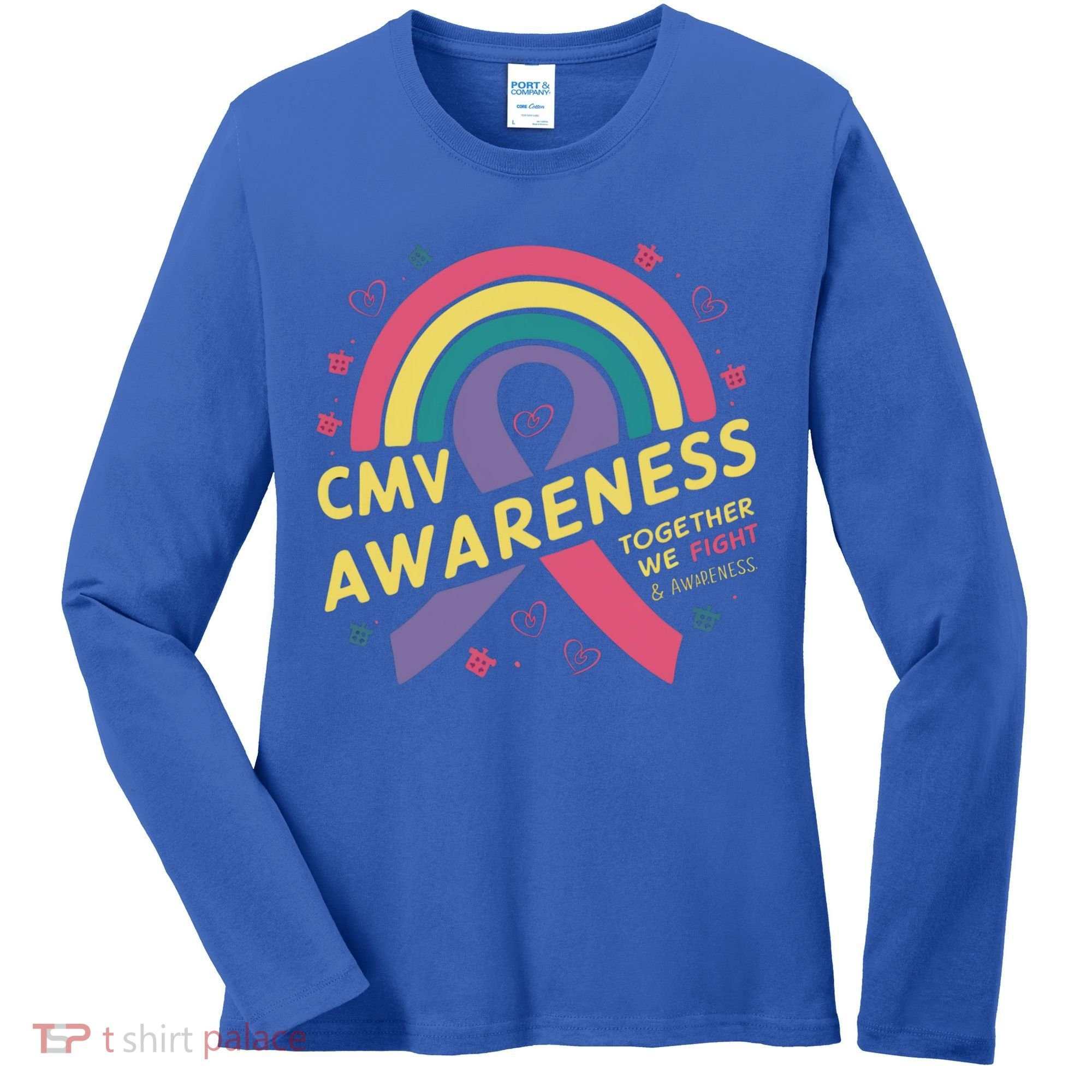 Cmv Awareness Month Ribbon Cmv Awareness Month Rainbow 2024 Gift Women's Long Sleeve Shirt
