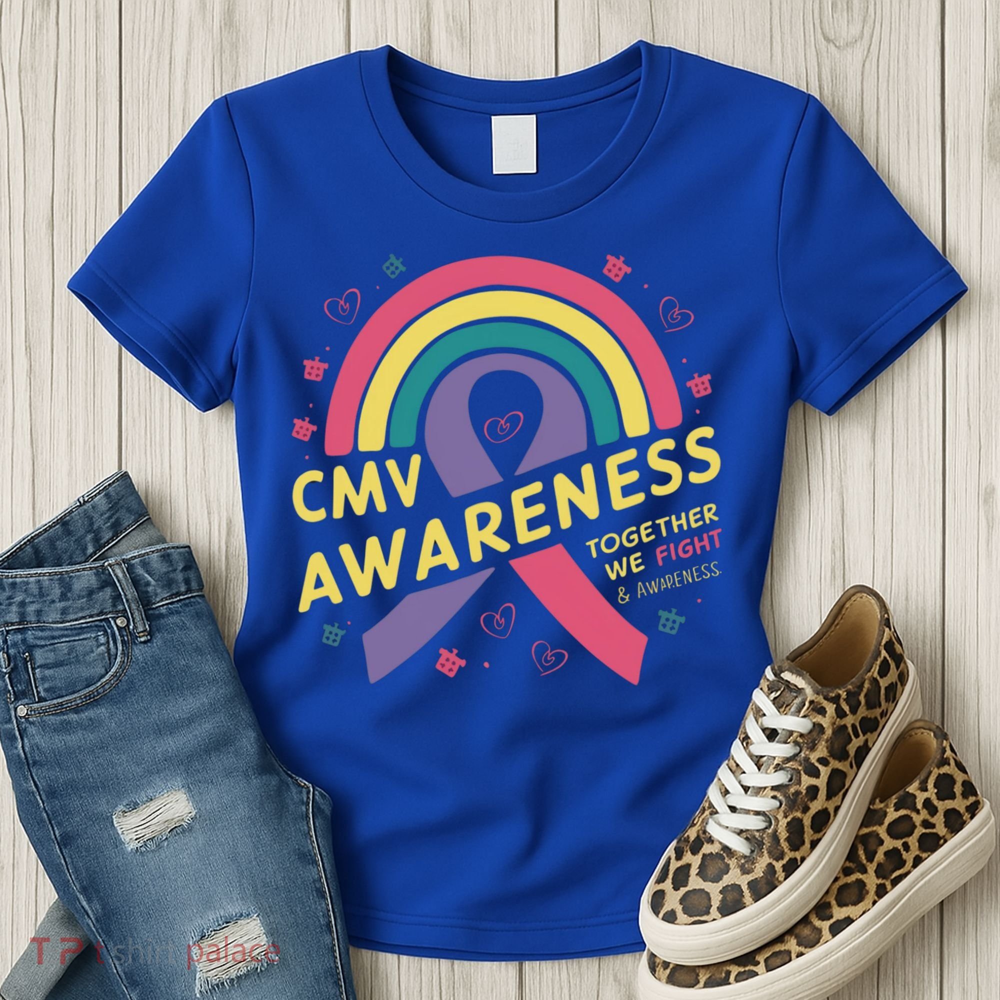 Cmv Awareness Month Ribbon Cmv Awareness Month Rainbow 2024 Gift Women's T-Shirt