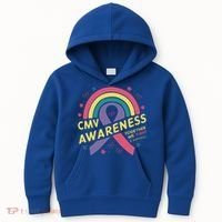 Cmv Awareness Month Ribbon Cmv Awareness Month Rainbow 2024 Gift Kids Hoodie thumb 0