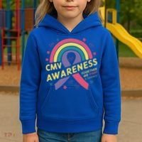 Cmv Awareness Month Ribbon Cmv Awareness Month Rainbow 2024 Gift Kids Hoodie thumb 3