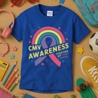 Cmv Awareness Month Ribbon Cmv Awareness Month Rainbow 2024 Gift Kids T-Shirt thumb 3
