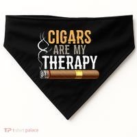 Cigars Are My Therapy Funny Humor Smoking Lover USA-Made Doggie Bandana thumb 0