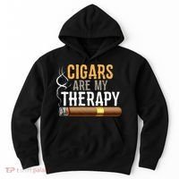 Cigars Are My Therapy Funny Humor Smoking Lover Hoodie thumb 0