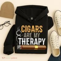 Cigars Are My Therapy Funny Humor Smoking Lover Hoodie thumb 4
