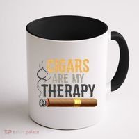 Cigars Are My Therapy Funny Humor Smoking Lover Coffee Mug thumb 1
