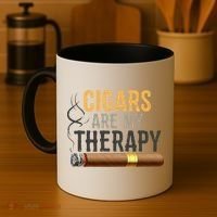 Cigars Are My Therapy Funny Humor Smoking Lover Coffee Mug thumb 4