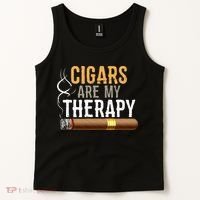 Cigars Are My Therapy Funny Humor Smoking Lover Tank Top thumb 2