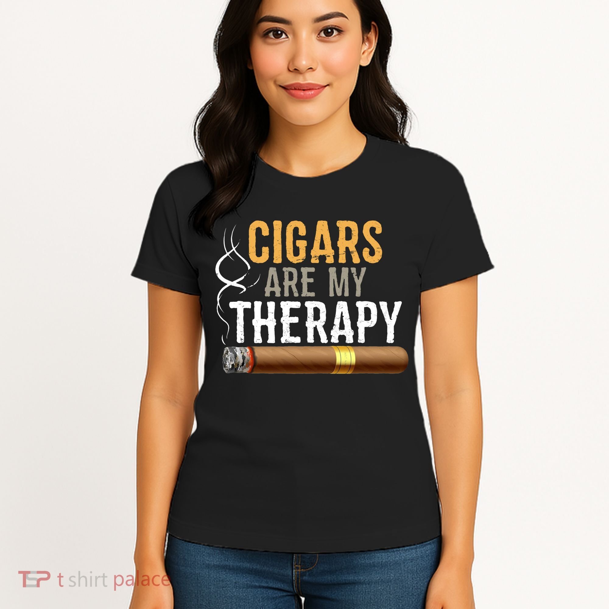 Cigars Are My Therapy Funny Humor Smoking Lover Women's T-Shirt