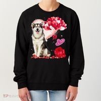 Cute Alaskan Malamute Balloon Heart Valentine's Day Women's Sweatshirt thumb 0
