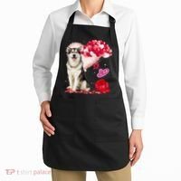 Cute Alaskan Malamute Balloon Heart Valentine's Day Apron thumb 2