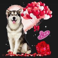Cute Alaskan Malamute Balloon Heart Valentine's Day Apron thumb 3