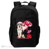 Cute Alaskan Malamute Balloon Heart Valentine's Day Backpack thumb 0