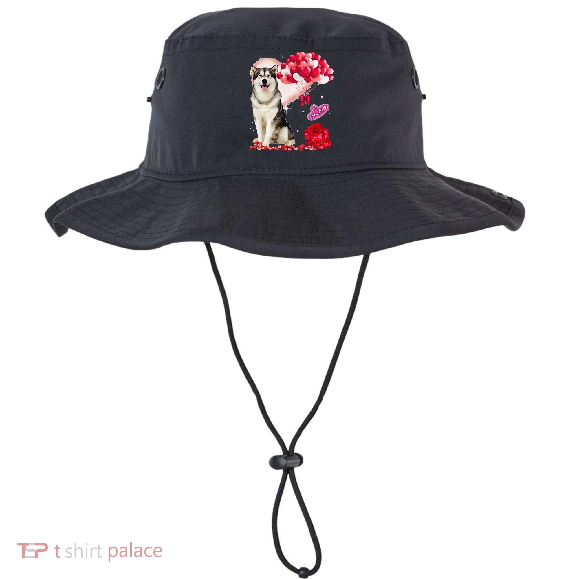 Cute Alaskan Malamute Balloon Heart Valentine's Day Bucket Hat