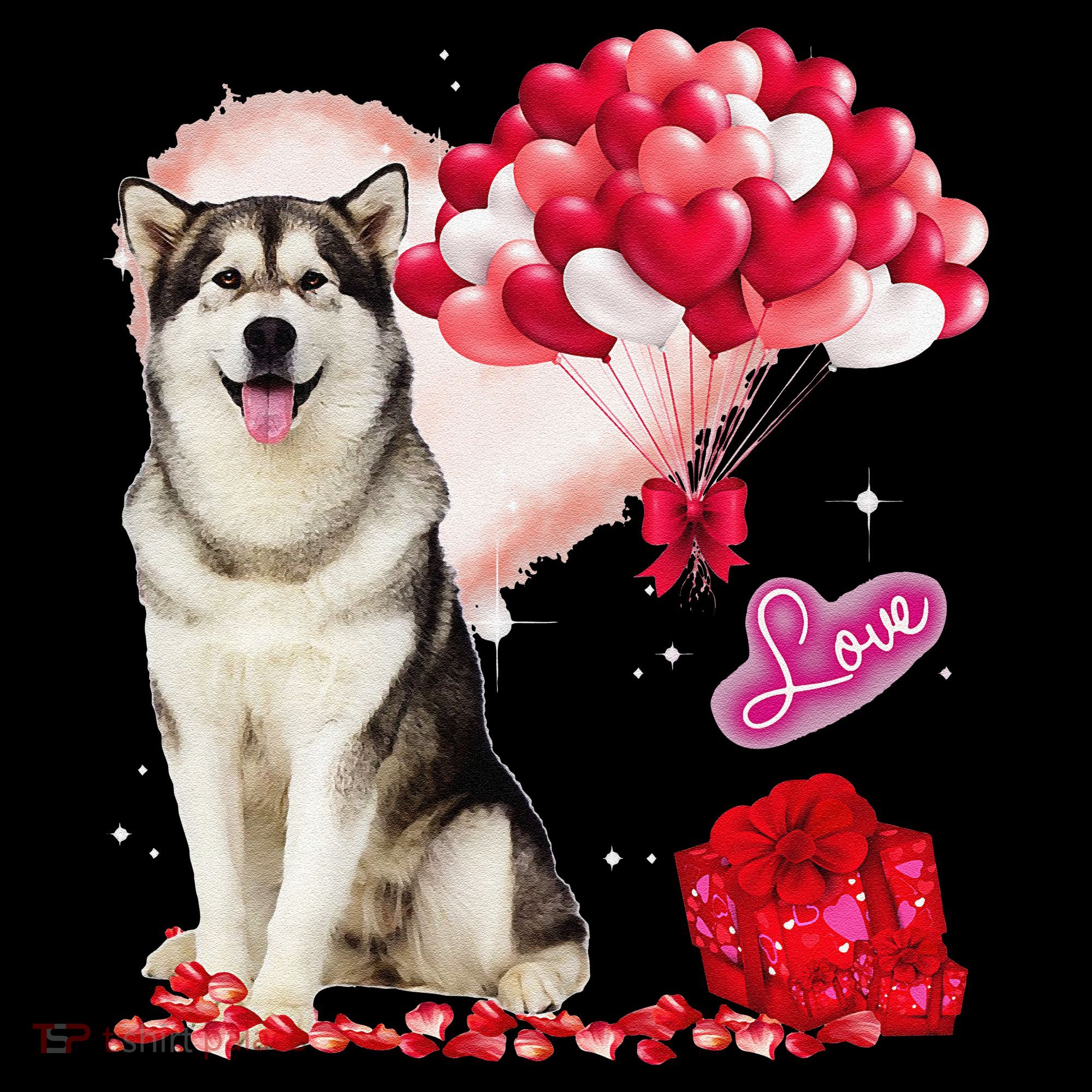 Cute Alaskan Malamute Balloon Heart Valentine's Day Coffee Mug
