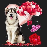 Cute Alaskan Malamute Balloon Heart Valentine's Day Beanie thumb 2